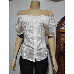 NESLAY Collection Ladies Size S Nacar White Off The Shoulders Top NWT #C4